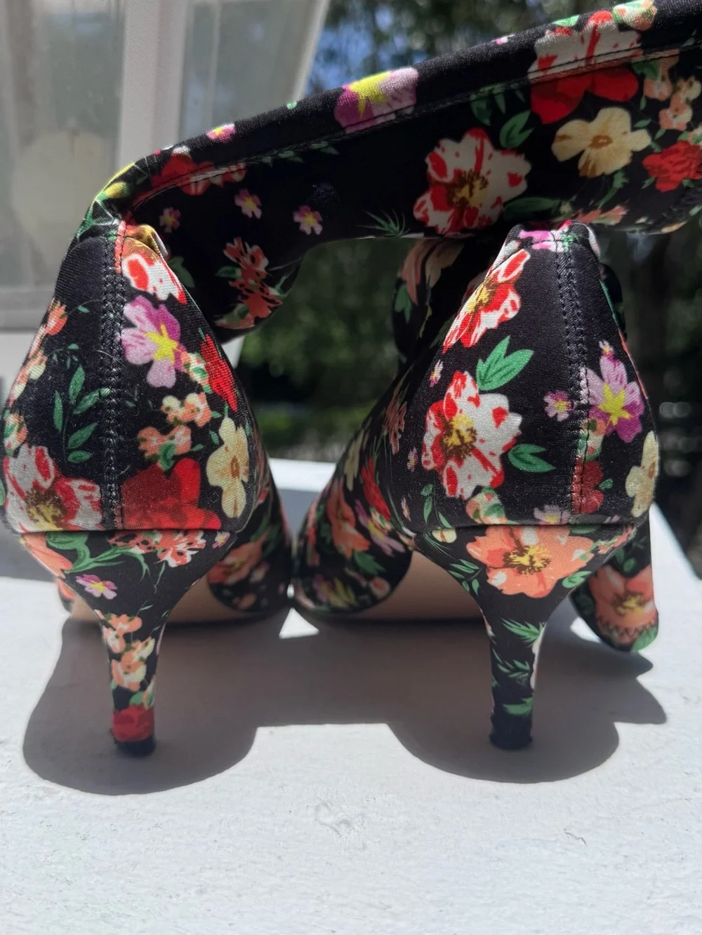 Steve Madden Black Floral Sock Booties with Chain Accent